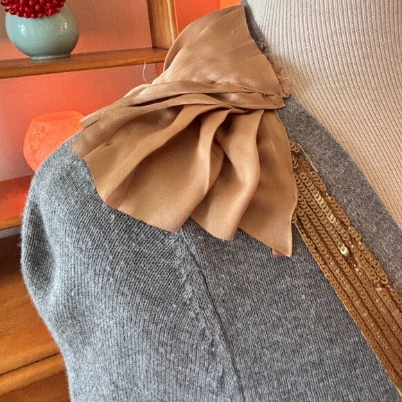 Anthropologie Vermeil Sequins Cardigan Sweater by Yellow Bird Size M Gray - Picture 6 of 16